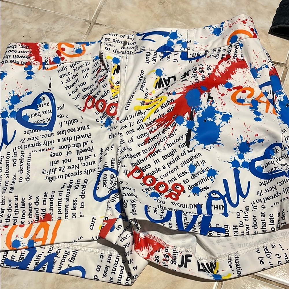 Ovi Multicolor Text Print Shorts